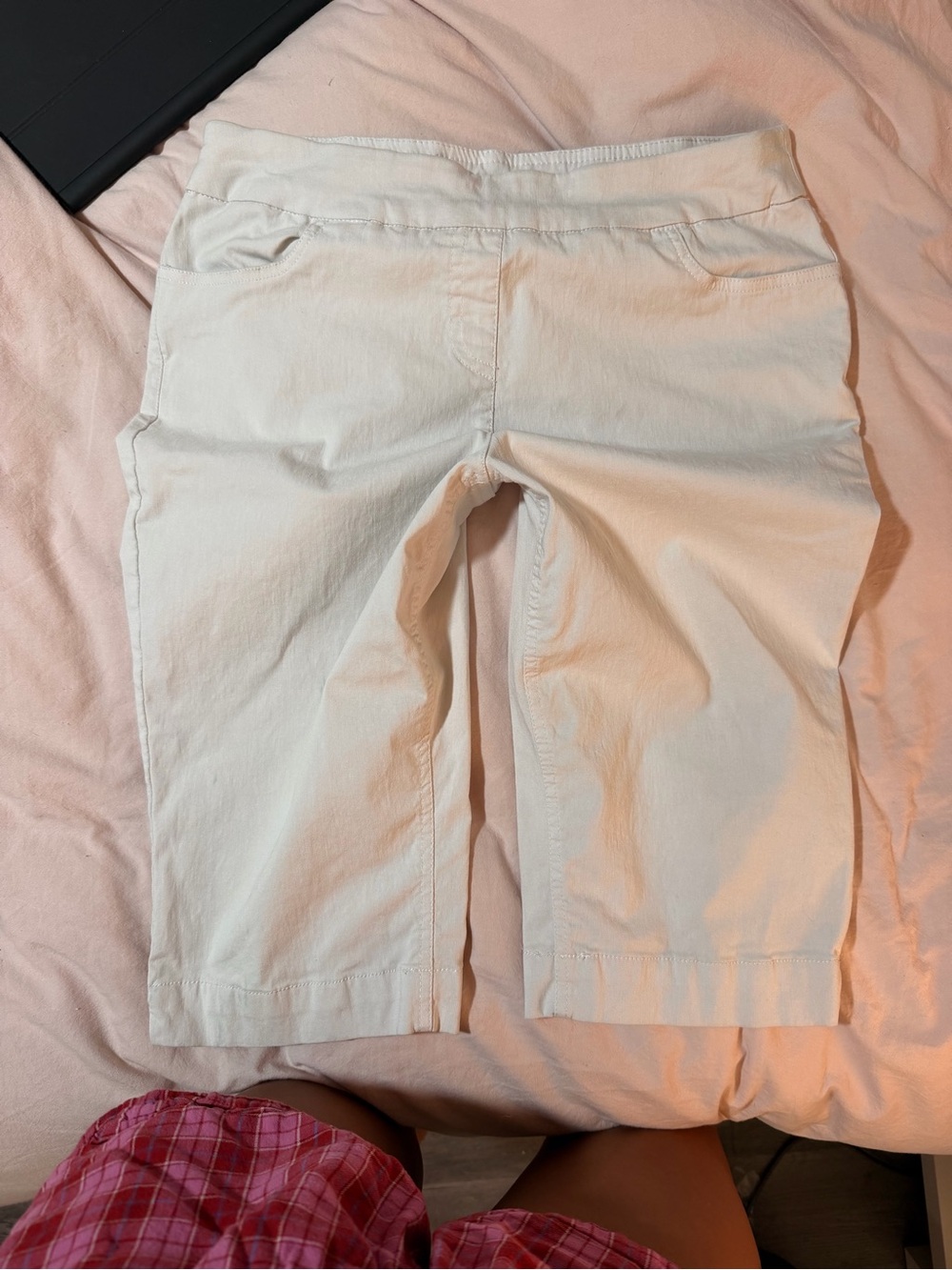 White Cropped Stretch Pants